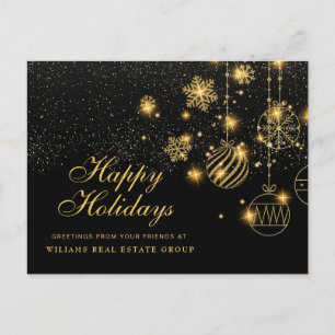 Goldene Funkelnde Weihnachtsbälle Firmen Gruß Postkarte