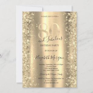 Goldene Funken Diamanten Gold 80. Geburtstag Einladung