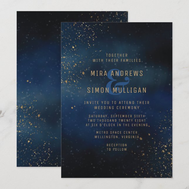 Goldene Galaxie Einladung zur Hochzeit (Vorne/Hinten)