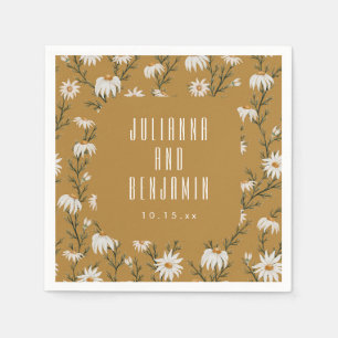 Goldene Gänseblümchen-Wildblumen-Boho-Hochzeitsblu Serviette