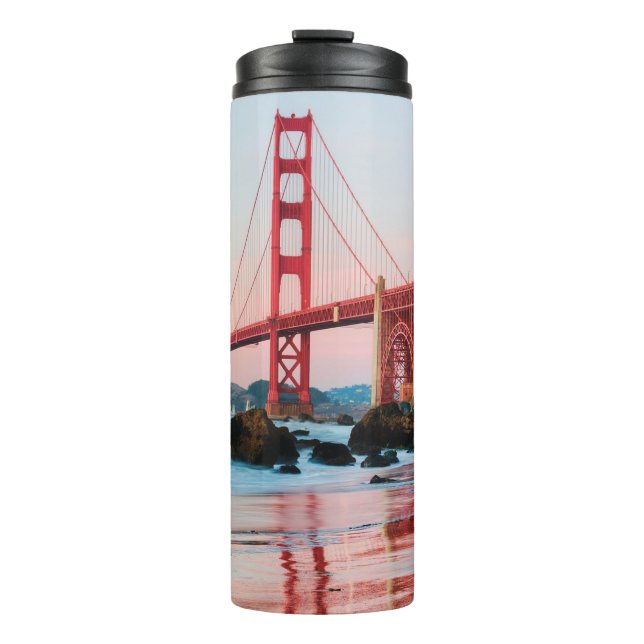 Goldene Gartbrücke Thermosbecher (Vorderseite)