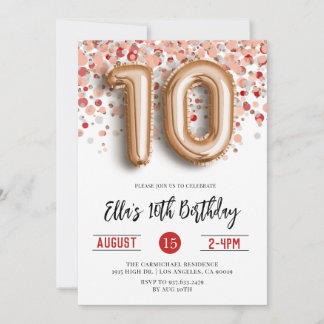 Goldene Geburtstagsfeier der 10. Rose Einladung