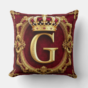Goldene gekrönte Monogramm G Luxusrahmen Eleganz ✨ Kissen