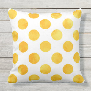 Goldene gelbe Aquarell-Tupfen Kissen