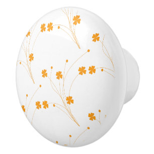 Goldene gelbe Blumen, kleine Blumendrucke Keramikknauf