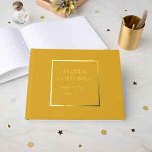 Goldene gelbe, einfache, stilisierte Letterhochzei Gästebuch