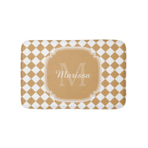 Goldene gelbe geprüfte Monogramm mit Name Badematte