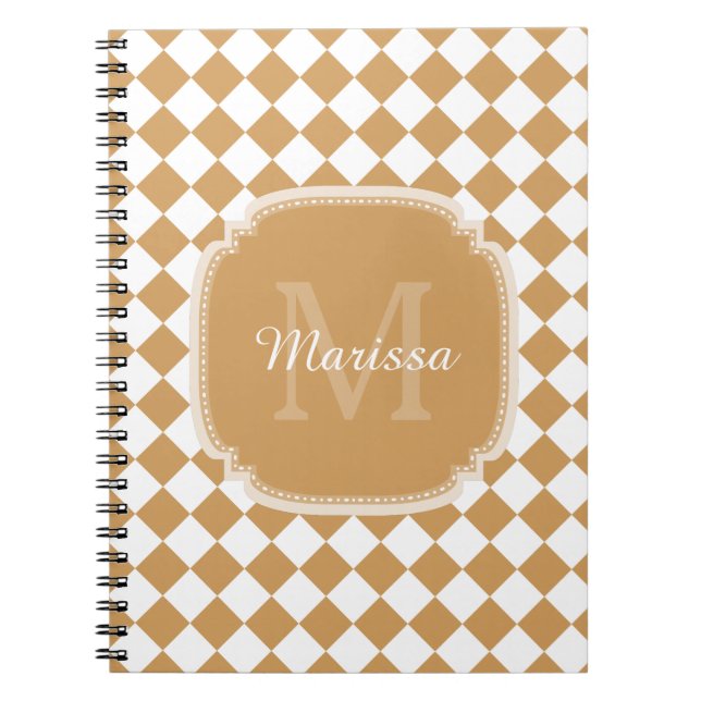Goldene gelbe geprüfte Monogramm mit Name Notizblock (Vorderseite)