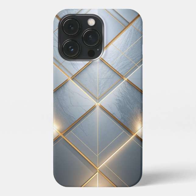Goldene Geometrie Marmor Luxus Muster iPhone 13 Pro Hülle (Rückseite)