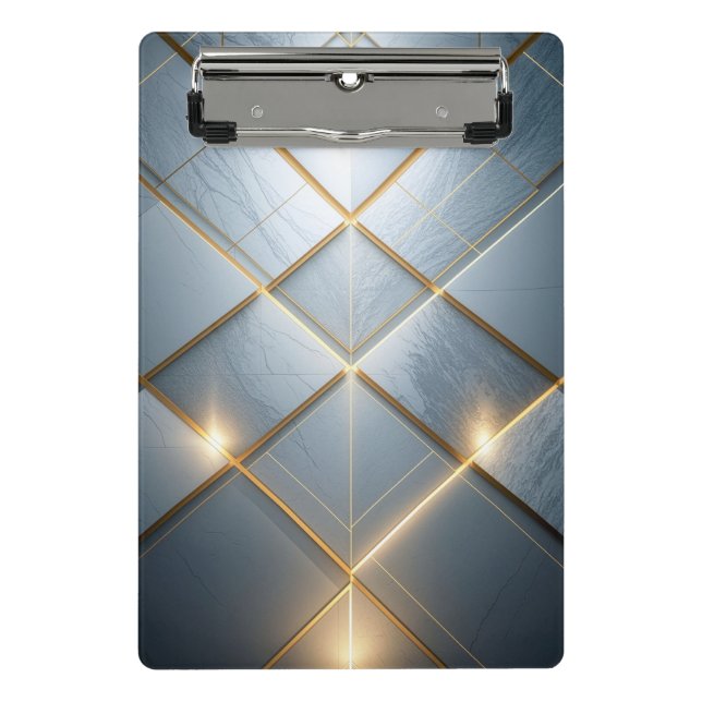 Goldene Geometrie Marmor Luxus Muster Mini Klemmbrett (Vorderseite)