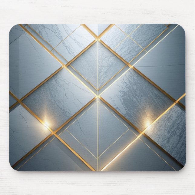 Goldene Geometrie Marmor Luxus Muster Mousepad (Vorne)