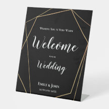 Goldene geometrische Begrüßung bei Hochzeitwein au