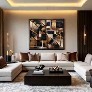 Goldene geometrische Blumen Leinwanddruck