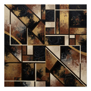 Goldene geometrische Blumen Poster