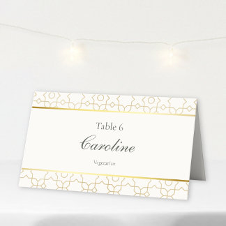 Goldene geometrische Bogen Art Deco Hochzeitstisch Platzkarte