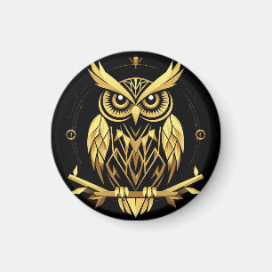 Goldene geometrische Eulenillustration Magnet