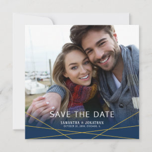 Goldene geometrische Linien   Quadratische Foto-Sa Save The Date