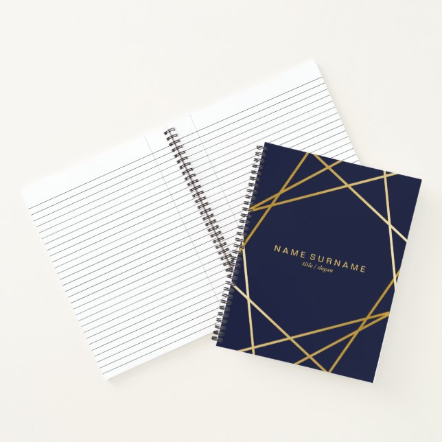 Goldene geometrische MitternachtBlue 8.5*11 Spiral Notizbuch (Innenseite)