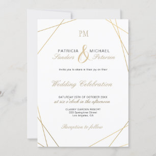 Goldene geometrische Rahmen, elegante Hochzeit in Einladung