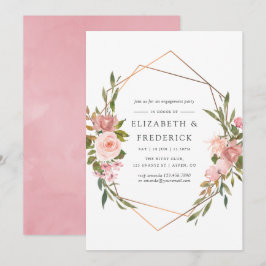 Goldene, geometrische Rosa- und Rose-Gold-Gruppe Einladung