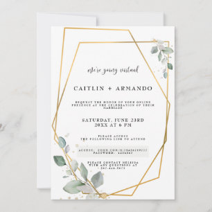 Goldene geometrische virtuelle Hochzeitseinladungs