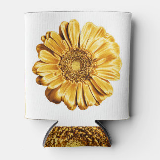 Goldene Gerbera, metallische Blumen-Eleganz. Dosenkühler