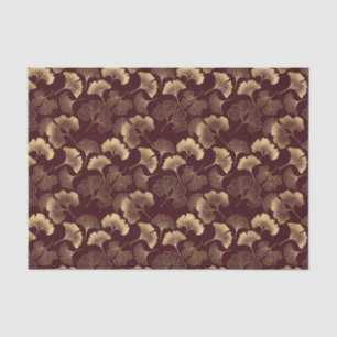 Goldene Ginkgoblätter auf roter eleganter Botanik Seidenpapier