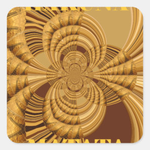 Goldene Giraffe Kunstdruckerei Quadratischer Aufkleber