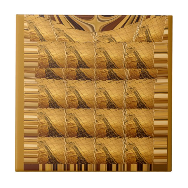Goldene Giraffe Tiermotiv Kunst drucken Fliese (Vorderseite)