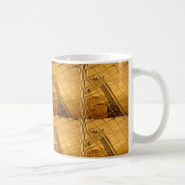 Goldene Giraffe Tiermotiv Kunst drucken Kaffeetasse (Rechts)