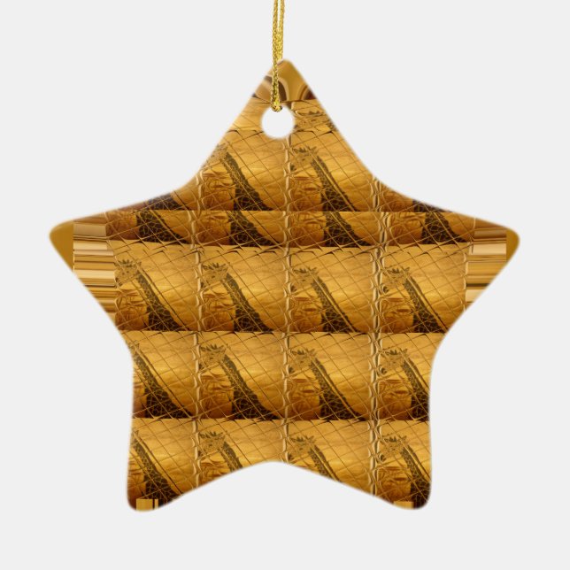 Goldene Giraffe Tiermotiv Kunst drucken Keramik Ornament (Vorne)