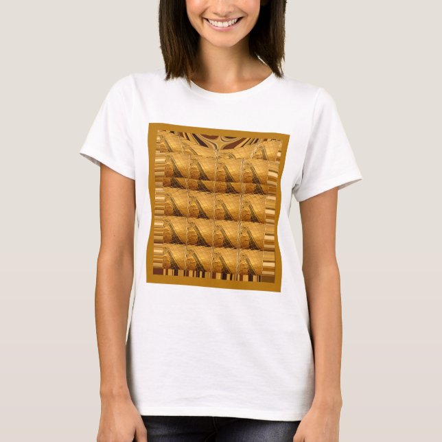 Goldene Giraffe Tiermotiv Kunst drucken T-Shirt (Vorderseite)