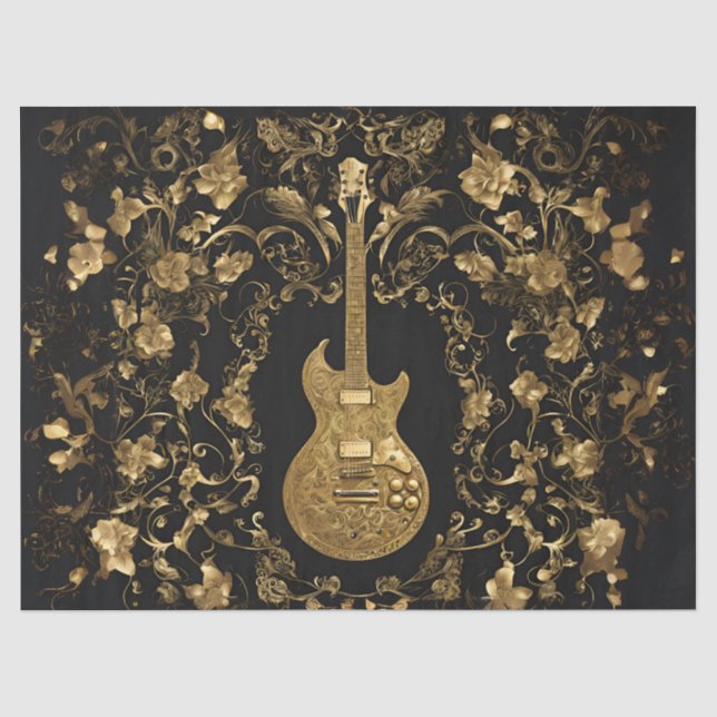 Goldene Gitarre im Golden Garden Seidenpapier (Vorderseite)