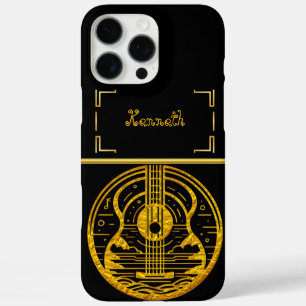Goldene Gitarrenkunst Showcases Musikalische Elega iPhone 16 Pro Max Hülle
