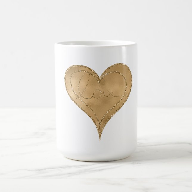 Goldene Glam Glitzer Liebe Kaffeetasse (Mittel)