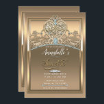Goldene Glam Prinzessin Herz Tiara Sweet 16 Party Einladung<br><div class="desc">Anpassen für jedes Ereignis</div>