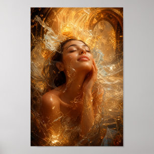 Goldene Glas Serenity Wanddekoration Poster
