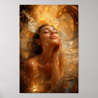 Goldene Glas Serenity Wanddekoration Poster