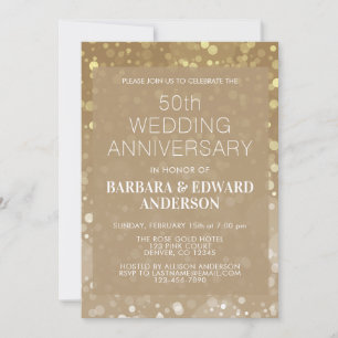 Goldene Glitter 50. Hochzeitstag Einladung