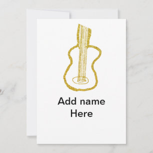 Goldene Glitter-Akustikgitarre Name hinzufügen Kri Einladung