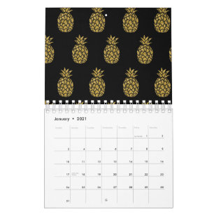 Goldene Glitter-Ananas Tropischer Früchte-Liebhabe Kalender