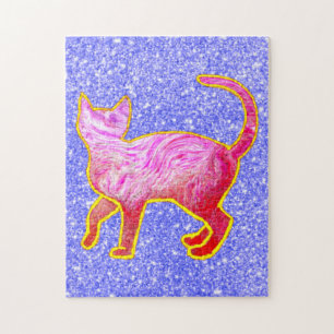 Goldene Glitterie Abstrakte rosafarbene Katze