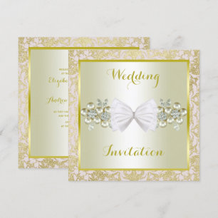 Goldene Glitzer, Diamantfloralbeizen und Bow-Hochz Einladung
