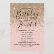 Goldene Glitzer Glitzern Blush Pink Geburtstagspar