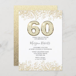 Goldene Glitzer Mens oder Frauen 60. Geburtstagspa Einladung