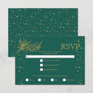 Goldene Glitzer Pine Evergreen Winterhochzeit RSVP Karte