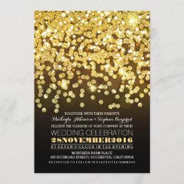 Goldene Glitzer-Saitenbeleuchtung - Hochzeitseinla Einladung