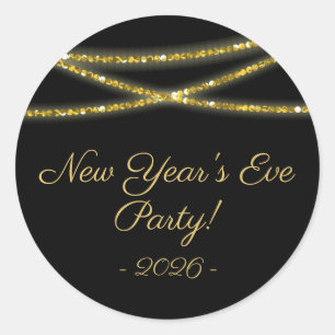 Goldene Glitzer   Silvester-Party Runder Aufkleber