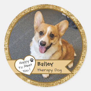 Goldene Glitzer-Therapiehund-Besuch benutzerdefini Runder Aufkleber