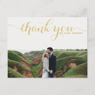 GOLDENE GLITZER-TYPOGRAFIE HOCHZEITS-DANKE-KARTE POSTKARTE